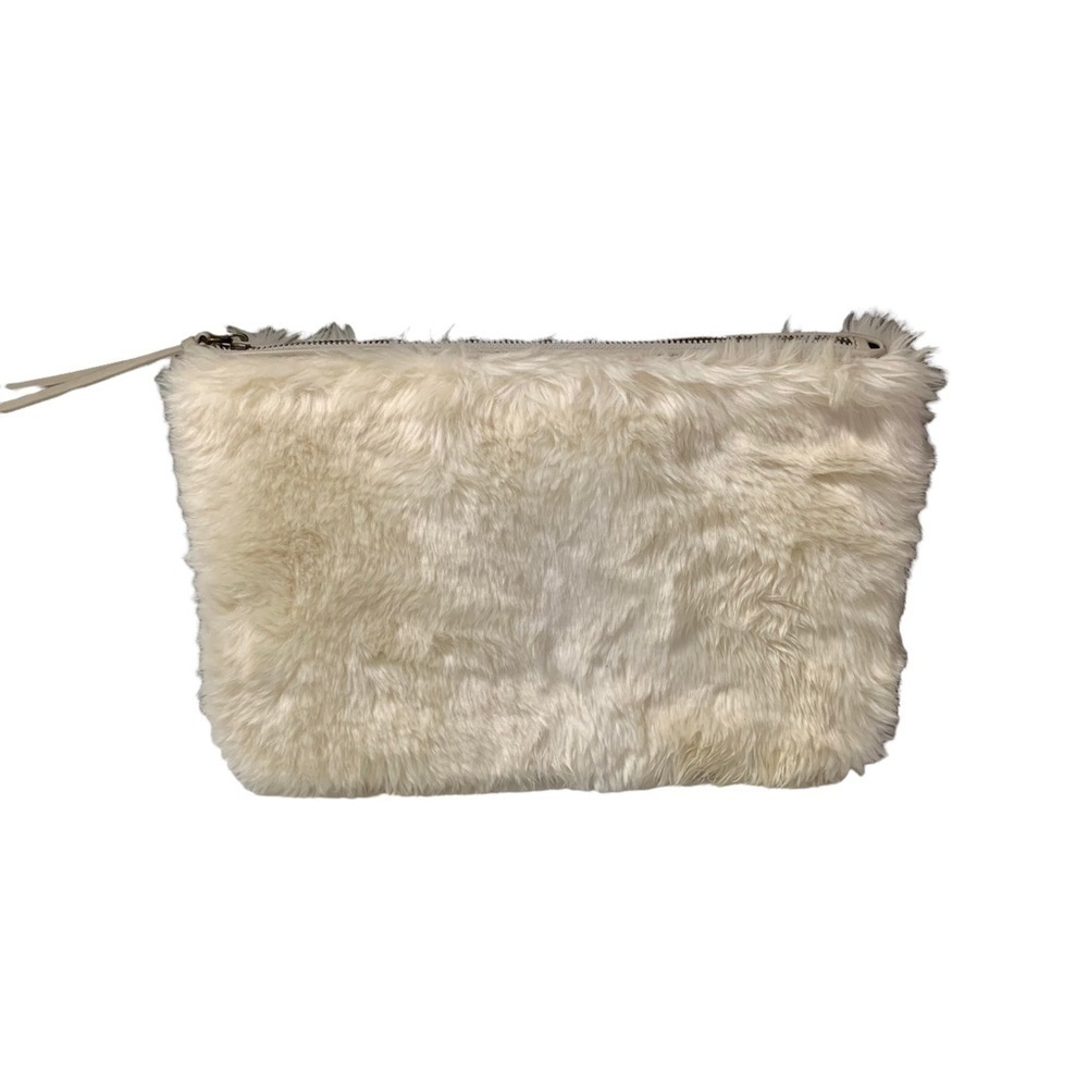 Restoration Hardware Artic Fox Faux Fur Zippered Clutch Hand Bag